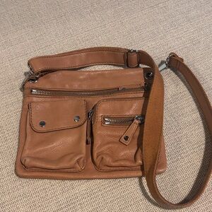 Fossil Cognac Leather Messenger Crossbody Bag